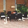 vidaXL Set da Pranzo da Giardino 7 pz Nero con Cuscini in Polyrattan
