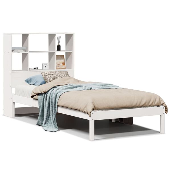 vidaXL Letto Libreria senza Materasso Bianco 90x190 cm Massello Pino