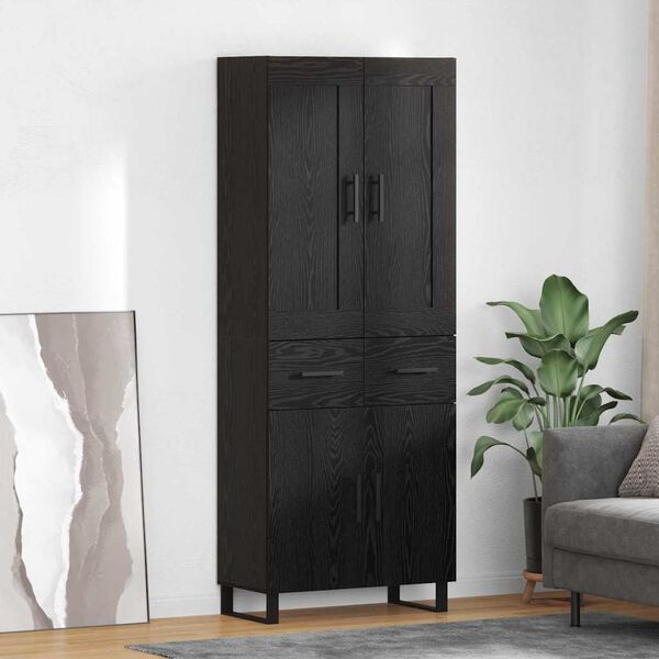 vidaXL Credenza Rovere Nero 69,5 x 34 x 180 cm Legno multistrato