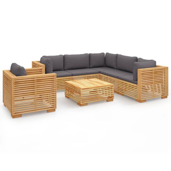 vidaXL Set Divani da Giardino 7 pz con Cuscini Legno Massello di Teak
