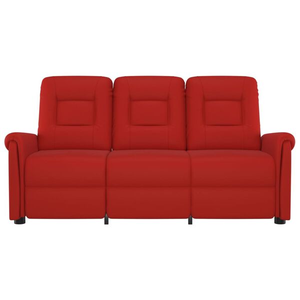 vidaXL Poltrona Massaggiante Reclinabile 3 Posti Rosso Vino Similpelle