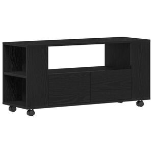 vidaXL Mobile Porta TV con Ruote Rovere Nero 102x34,5x43 cm Truciolato