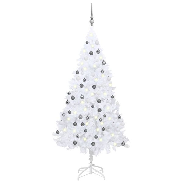 vidaXL Albero di Natale Preilluminato con Palline Bianco 120 cm PVC