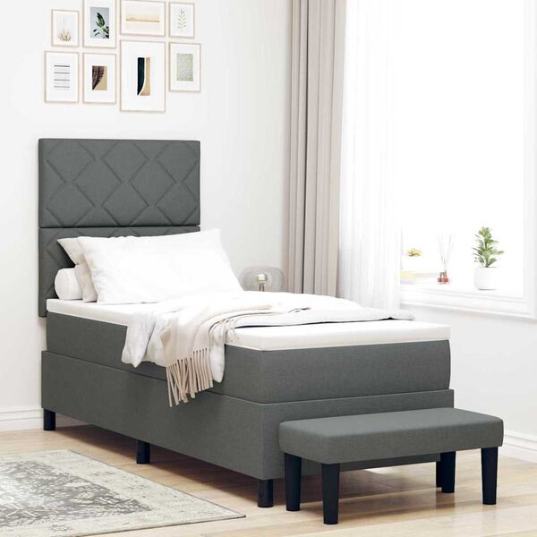 vidaXL Letto a molle con testiera Grigio scuro 80 x 200 cm Tessuto