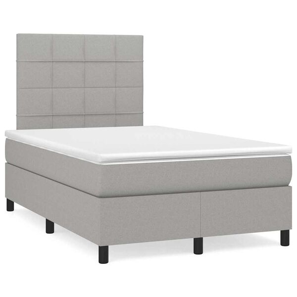 vidaXL Letto a Molle Materasso e LED Grigio Chiaro 120x190 cm Tessuto