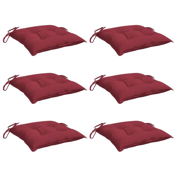 vidaXL Cuscini per Sedia 6 pz Rosso Vino 40x40x7 cm in Tessuto Oxford