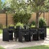 vidaXL Set da Pranzo per Giardino con cuscino 9 pcs Nero polyrattan