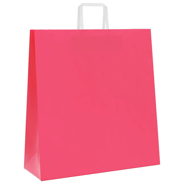 vidaXL Sacchetti di Carta 250 pz con Manici Rosa 45x17x48 cm