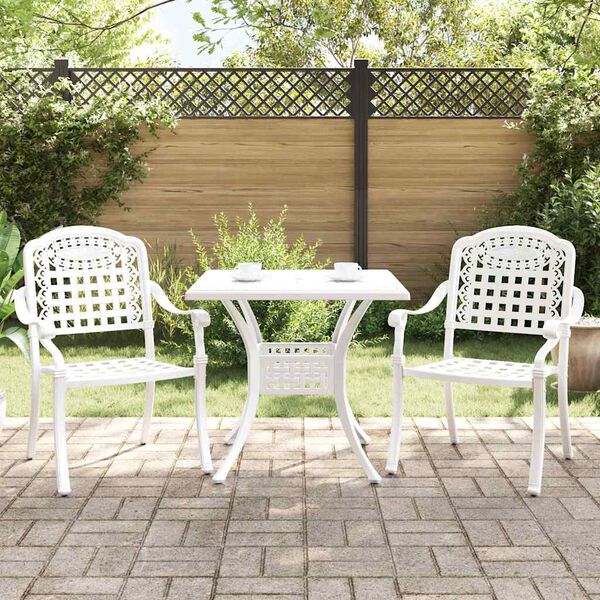 vidaXL Set di Tavolo da Giardino 3 pcs Bianco Alluminio pressofuso