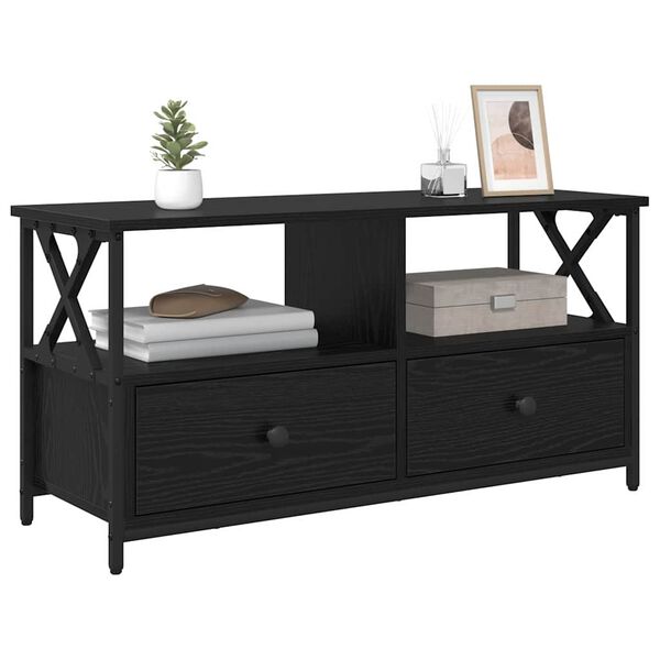 vidaXL Mobile TV con cassetto Rovere Nero 90 x 33 x 45 cm