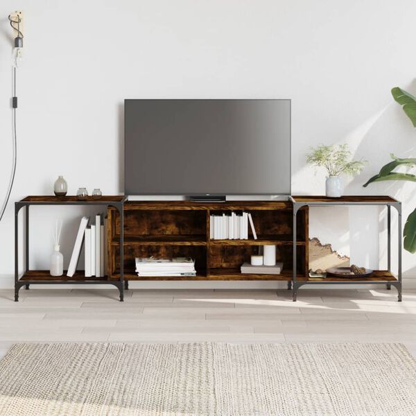 vidaXL Mobile Porta TV Rovere Fumo 203x37x50 cm in Legno Multistrato