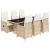 vidaXL Set da Bistr&ograve; da Giardino 7 pz con Cuscini Beige in Polyrattan