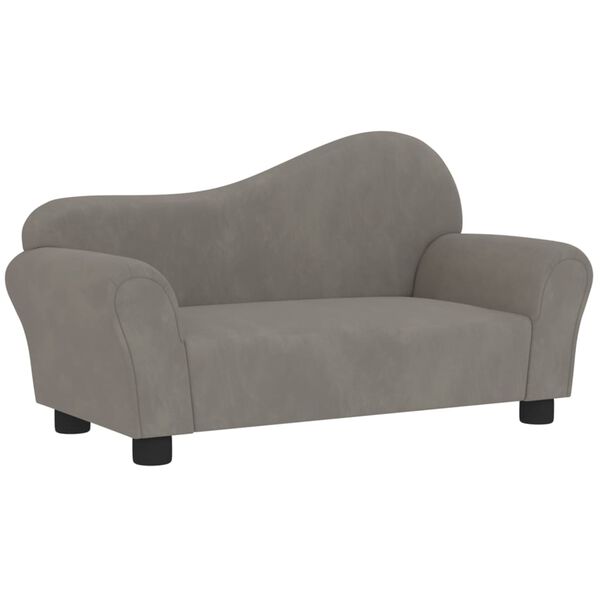 vidaXL Divano per Bambini Grigio Chiaro in Velluto