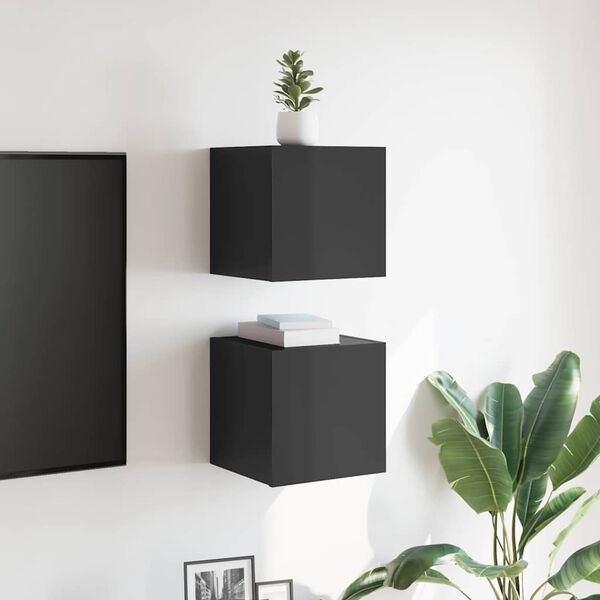 vidaXL Mobili Porta TV a Parete 2pz Grigio Lucido 30,5x30x30 cm