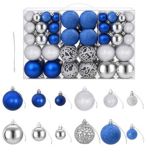 vidaXL Palline di Natale 100 pz Blu e Argento 3 / 4 / 6 cm