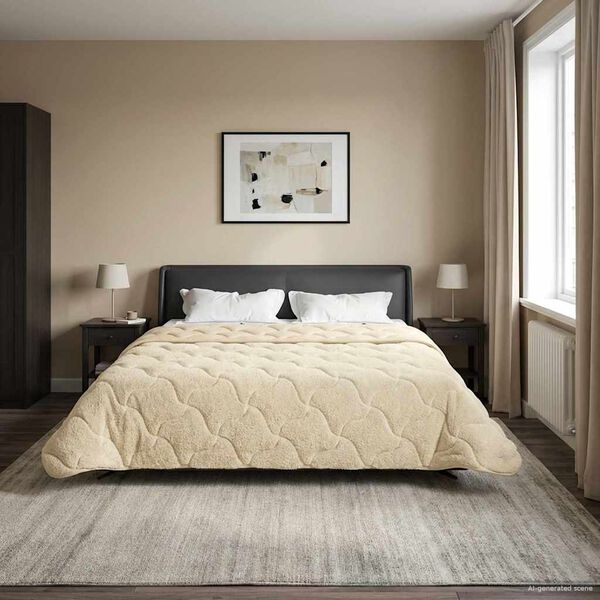 vidaXL Duvet Invernale Crema 200 x 200 cm Microfibra e Fleece Teddy