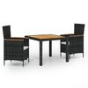 vidaXL Set Mobili da Giardino 3 pz con Cuscini in Polyrattan Nero