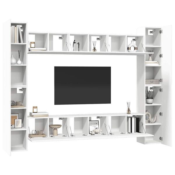 vidaXL Set Mobili Porta TV 10 pz Bianco in Legno Multistrato