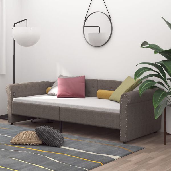 vidaXL Dormeuse con Materasso USB Tortora in Tessuto 90x200 cm