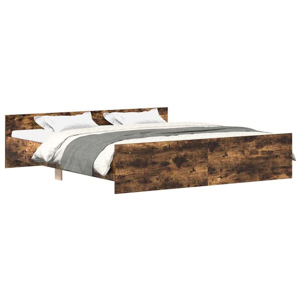 vidaXL Giroletto con Testiera e Pediera Rovere Fumo 200x200 cm