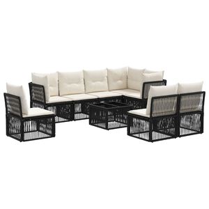 vidaXL Set Divano da Giardino 9 pcs Nero polyrattan