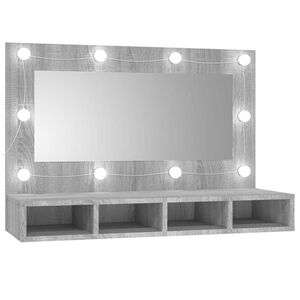 vidaXL Mobile a Specchio con LED Grigio Sonoma 90x31,5x62 cm