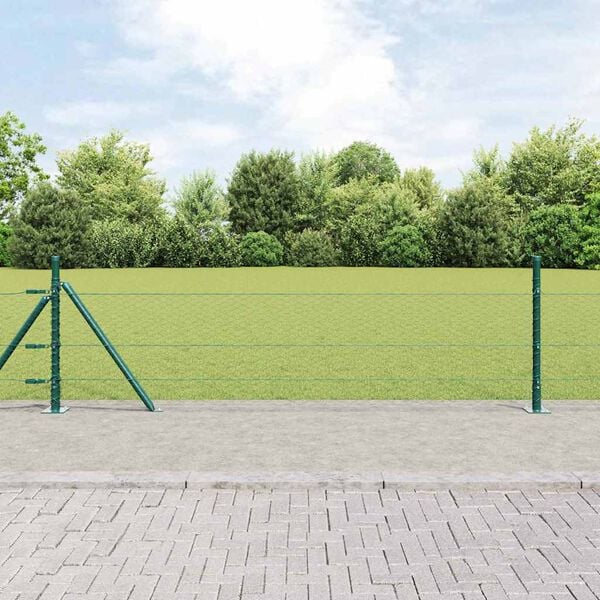 vidaXL Recinzione con pali. Verde 0.5 x 100 m Acciaio rivestito in PVC