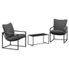 vidaXL Set Divano da Giardino 3 pz Nero e antracite Acciaio