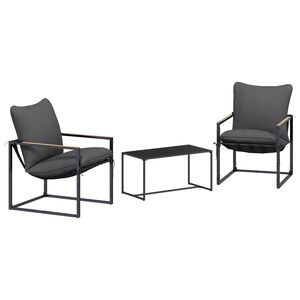 vidaXL Set Divano da Giardino 3 pz Nero e antracite Acciaio