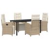 vidaXL Set da Pranzo per Giardino con cuscino 5 pcs Beige polyrattan