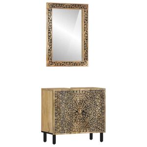 vidaXL Set Mobili da Bagno 2pz in Legno Massello di Mango