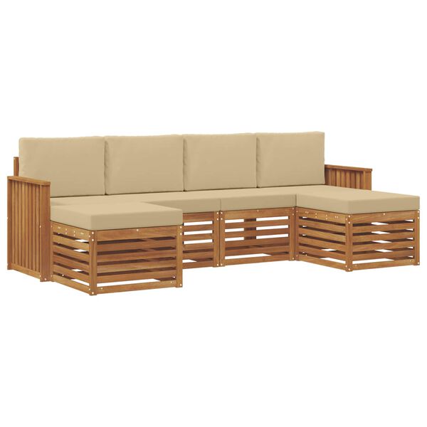 vidaXL Set divani 6 pcs Naturale e Beige Legno di Acacia Massello