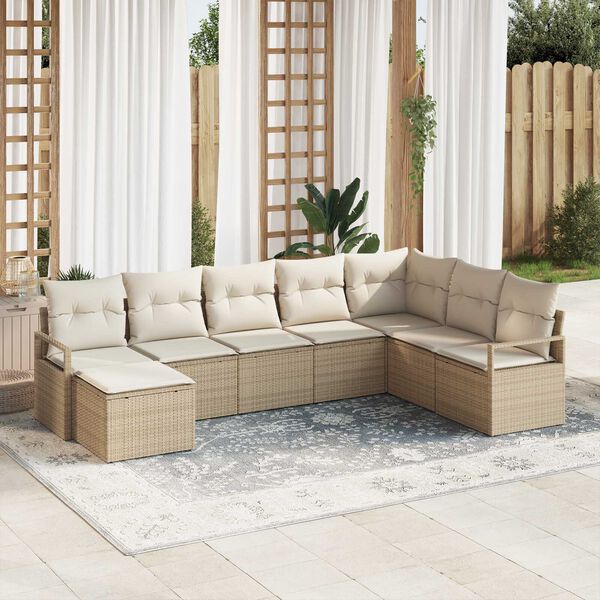 vidaXL Set di divani con cuscino 8 pcs Beige e Crema polyrattan
