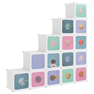 vidaXL Scaffale Portaoggetti per Bambini con 15 Cubi Bianchi in PP