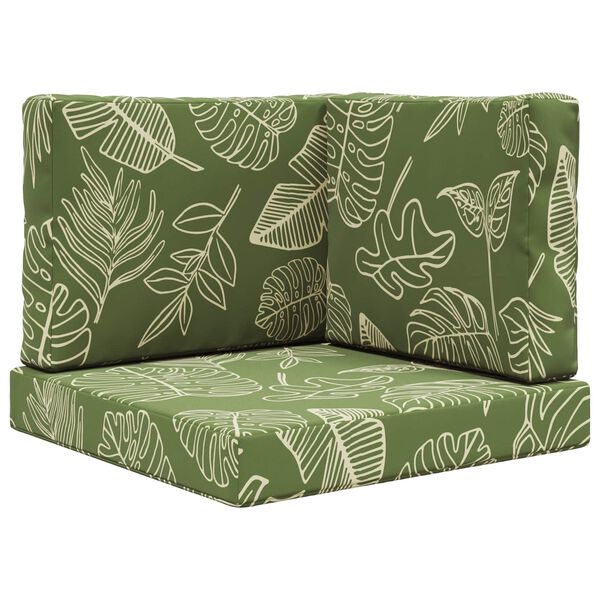 vidaXL Cuscino per divano da esterno 3 pcs Design a foglia Poliestere