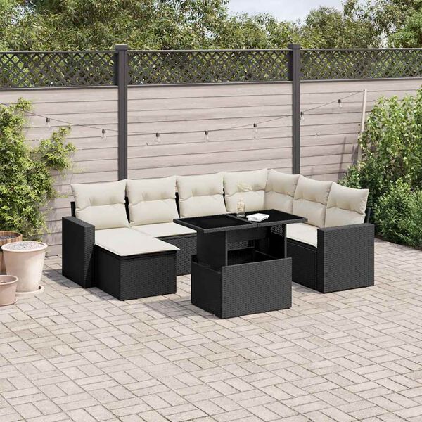 vidaXL Set Divani da Giardino con Cuscini 8 pz Nero in Polyrattan