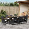 vidaXL Set da Pranzo per Giardino con cuscino 9 pcs Nero polyrattan