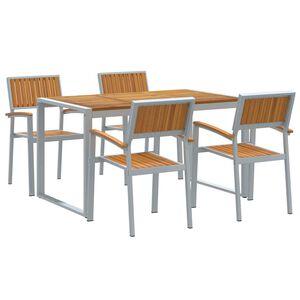 vidaXL Set da Pranzo per Giardino 5 pz Grigio Legno di Acacia Massello