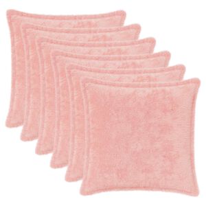 vidaXL Federa 6 pz HOUTEN Rosa 30 x 30 cm Pelliccia di Coniglio Finta