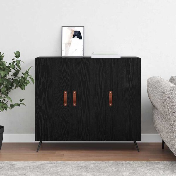 vidaXL Credenza Rovere Nero 89,5 x 34 x 80 cm Legno multistrato