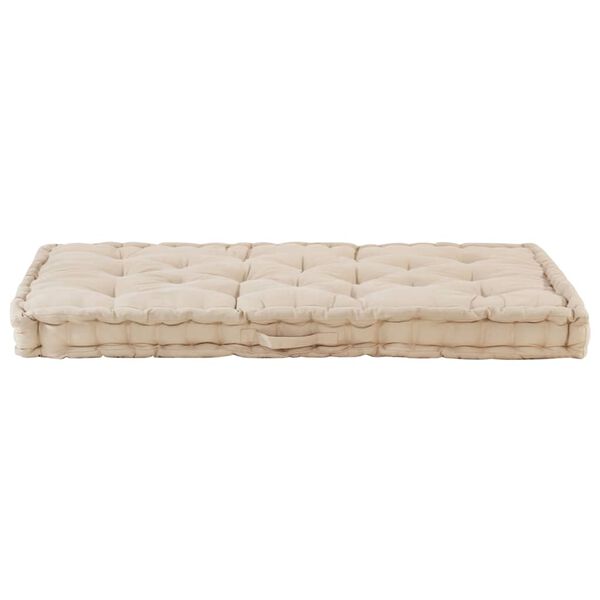vidaXL Cuscino per Pallet e Pavimento in Cotone 120x80x10 cm Beige