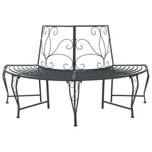 vidaXL Panchina per Alberi 4-Numero di posti 160 x 80 x 89 cm Acciaio