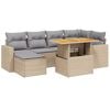 vidaXL Set Divani da Giardino 7 pz con Cuscini Beige in Polyrattan