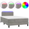 vidaXL Letto a Molle con Materasso e LED Grigio Chiaro 120x200 cm Velluto