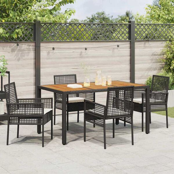 vidaXL Set da Pranzo per Giardino 5 pcs Nero polyrattan