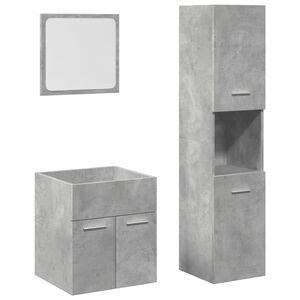 vidaXL Set Mobili da Bagno 3 pz Grigio Cemento in Legno Multistrato