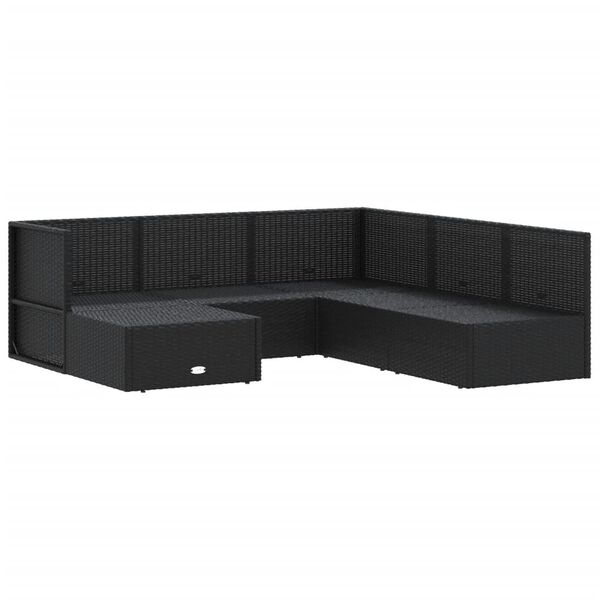 vidaXL Set Mobili da Giardino 6 pz con Cuscini in Polyrattan Nero