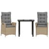 vidaXL Set da Pranzo da Giardino 3 pz con Cuscini Beige in Polyrattan