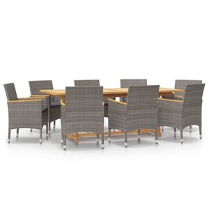 vidaXL Set da Pranzo per Giardino 9 pz con Cuscini Grigio
