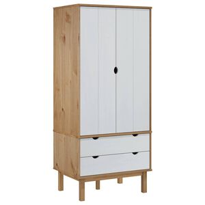 vidaXL Armadio OTTA Marrone e Bianco 76,5x53x172 cm in Legno di Pino